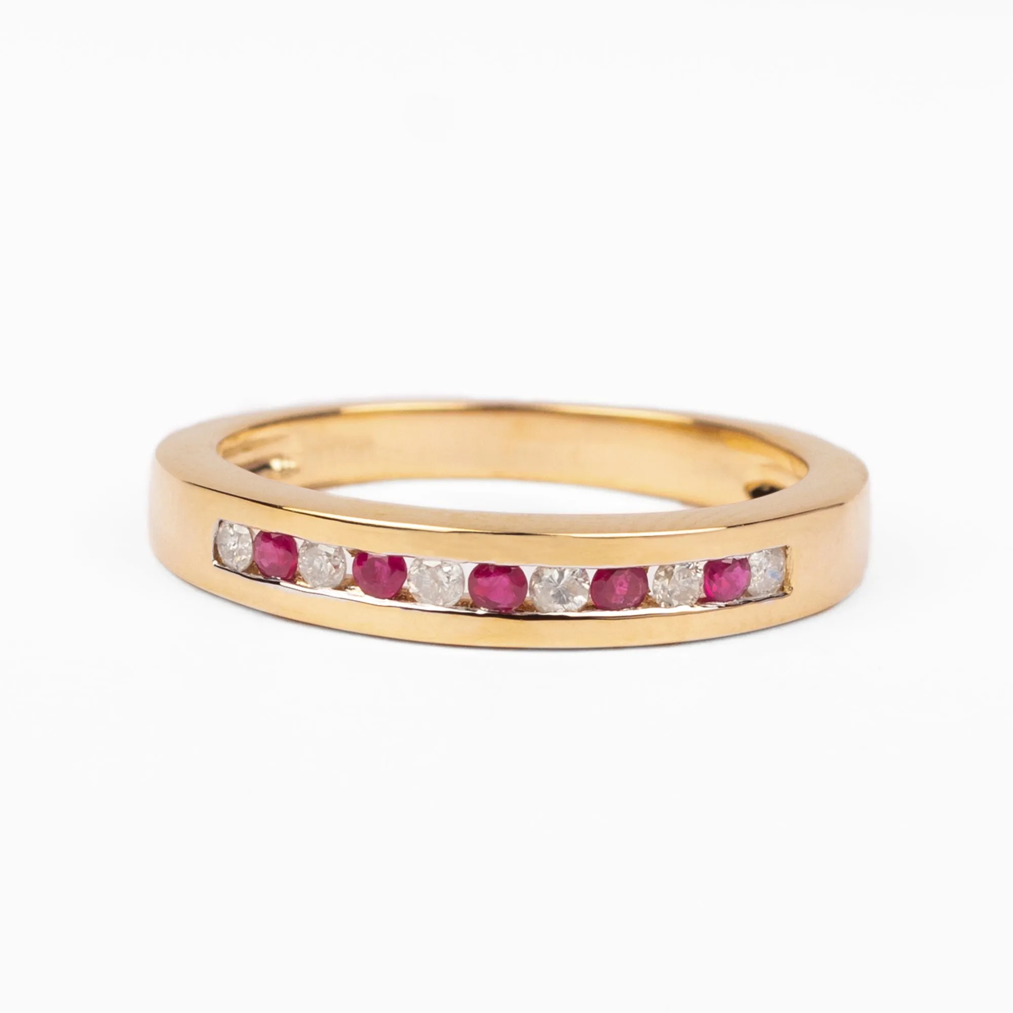 0.5 CT Ruby and Diamond Minimal Band Ring in Channel Setting