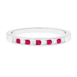 0.5 CT Ruby and Diamond Minimal Band Ring in Channel Setting