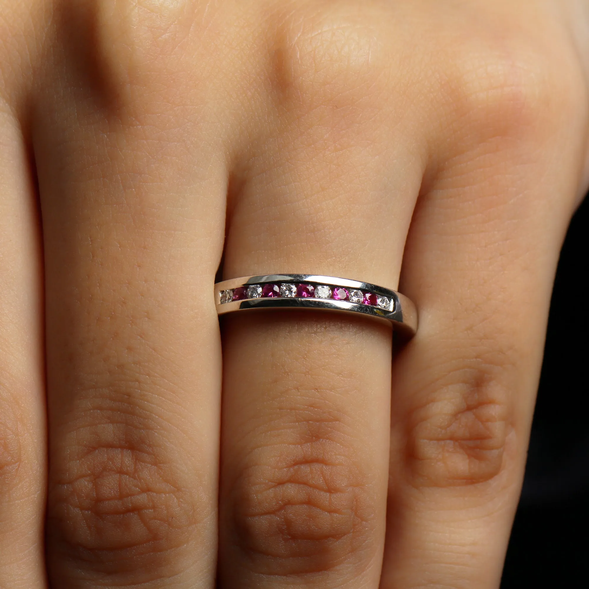 0.5 CT Ruby and Diamond Minimal Band Ring in Channel Setting