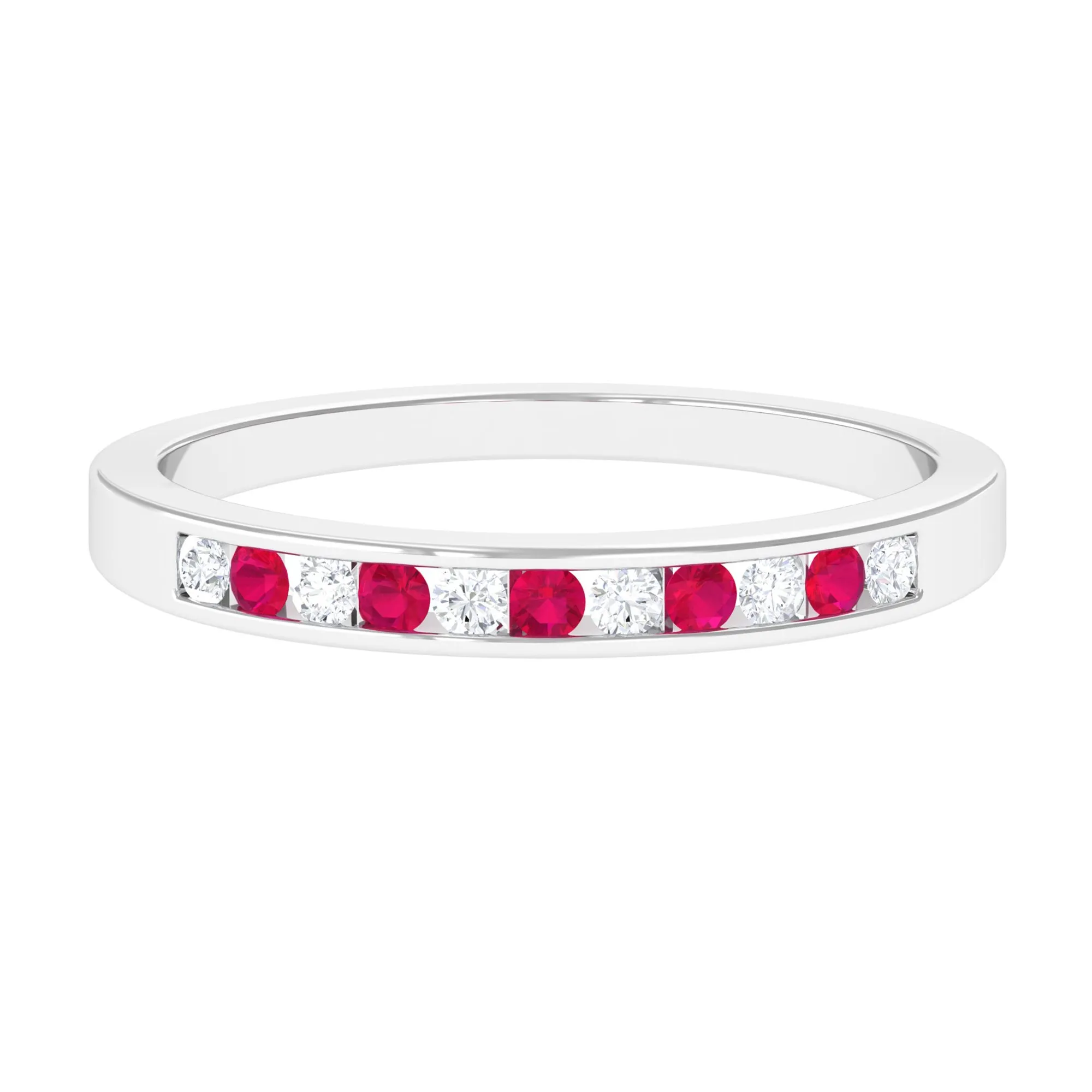 0.5 CT Ruby and Diamond Minimal Band Ring in Channel Setting