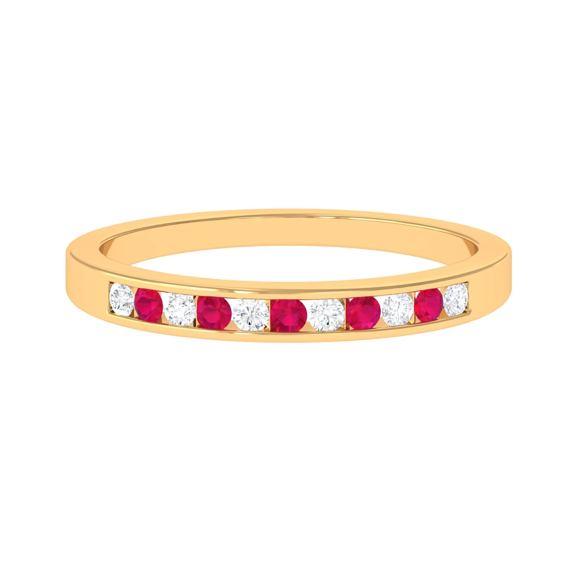 0.5 CT Ruby and Diamond Minimal Band Ring in Channel Setting