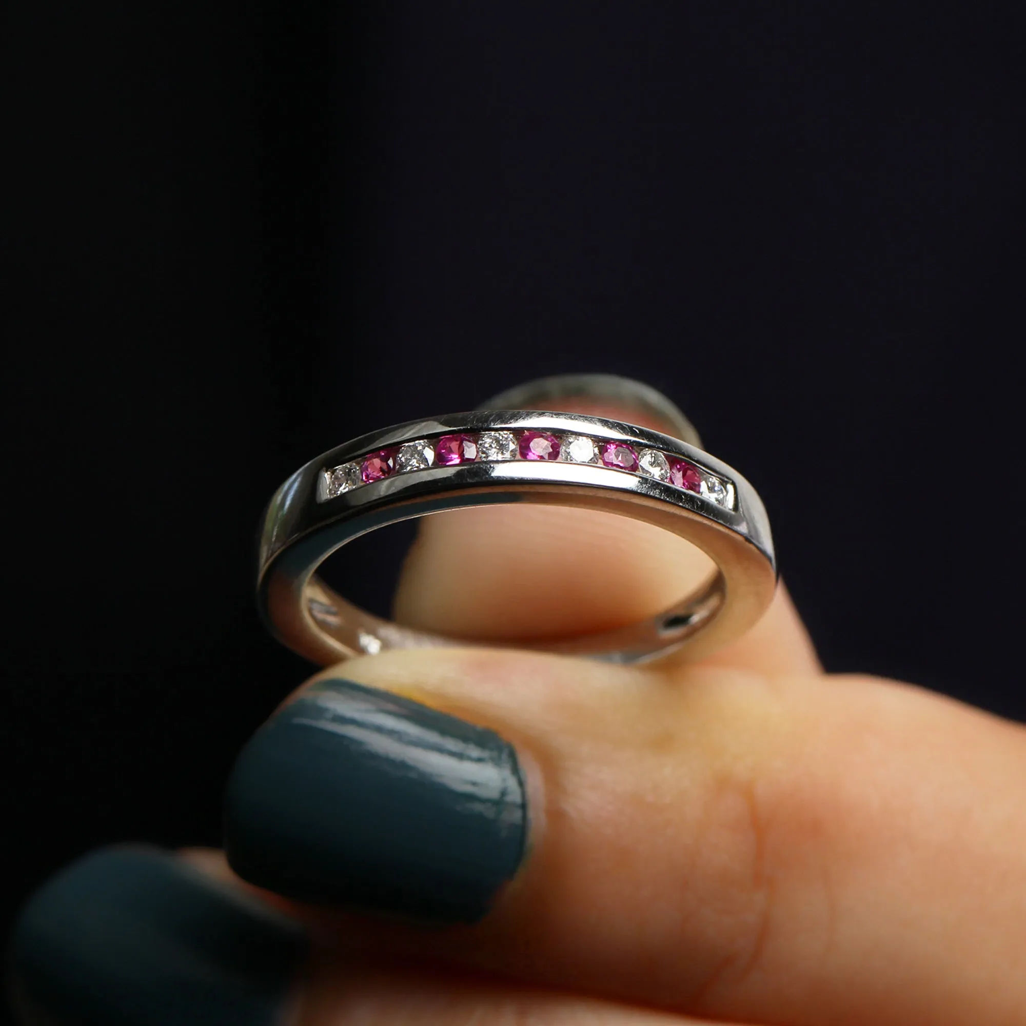 0.5 CT Ruby and Diamond Minimal Band Ring in Channel Setting