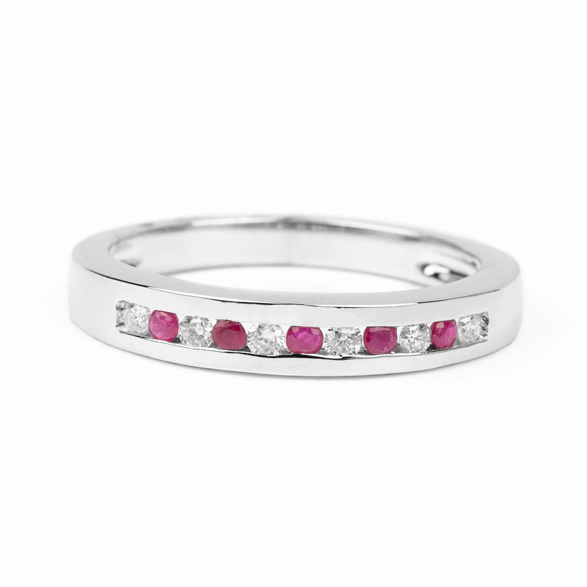 0.5 CT Ruby and Diamond Minimal Band Ring in Channel Setting