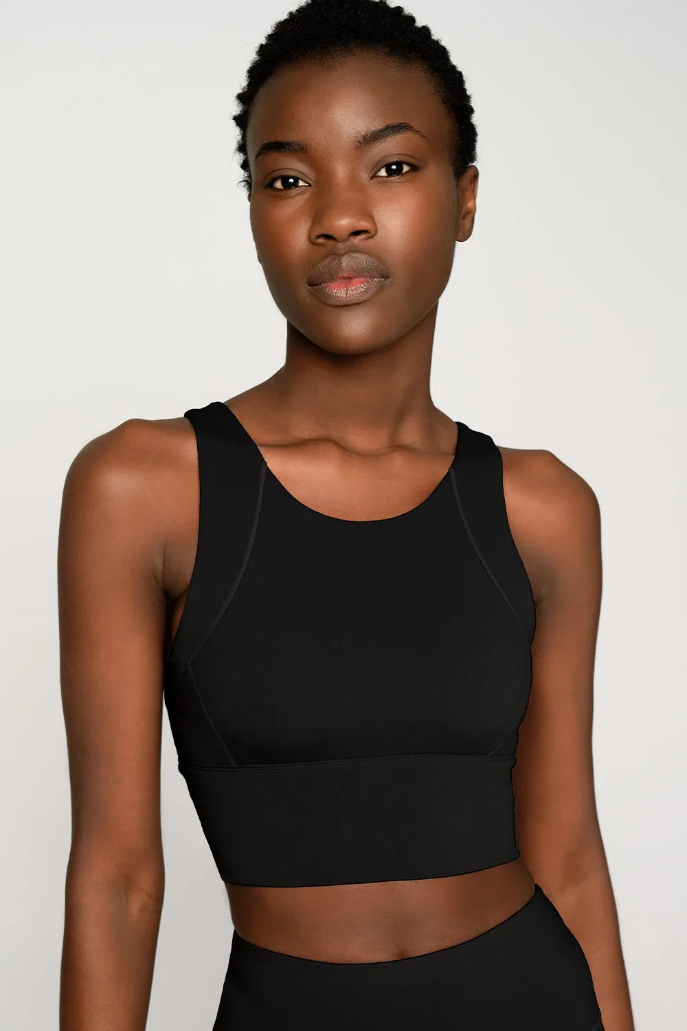 4 for $54 - Black Kelly Long Line Full Coverage Padded Sports Bra - Women