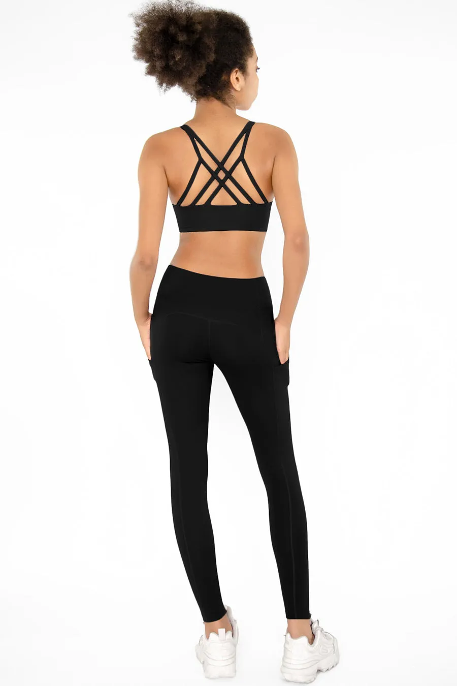 4 for $54 - Black Kelly Strappy Padded Sports Bra - Women