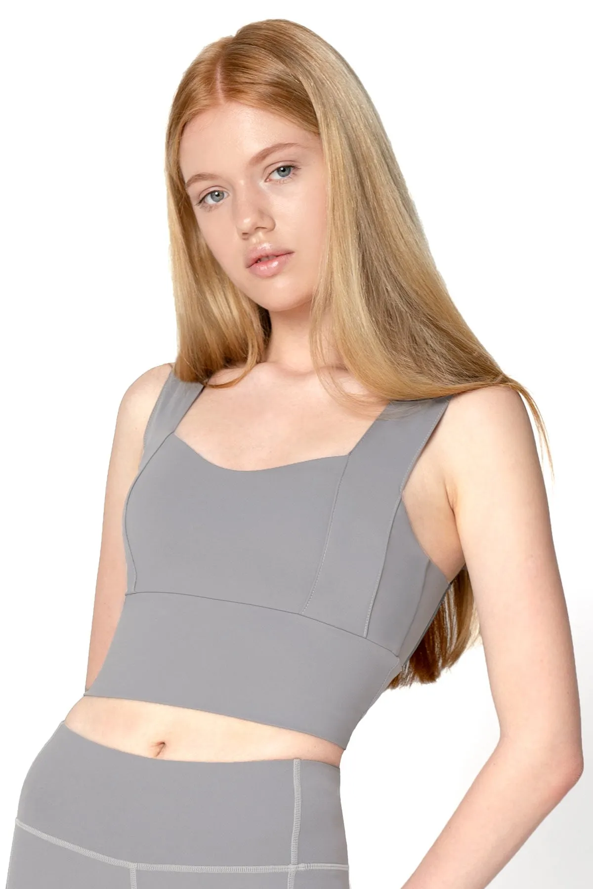 4 for $54 - Silver Grey Kelly Long Line Sleek Padded Sports Bra - Women