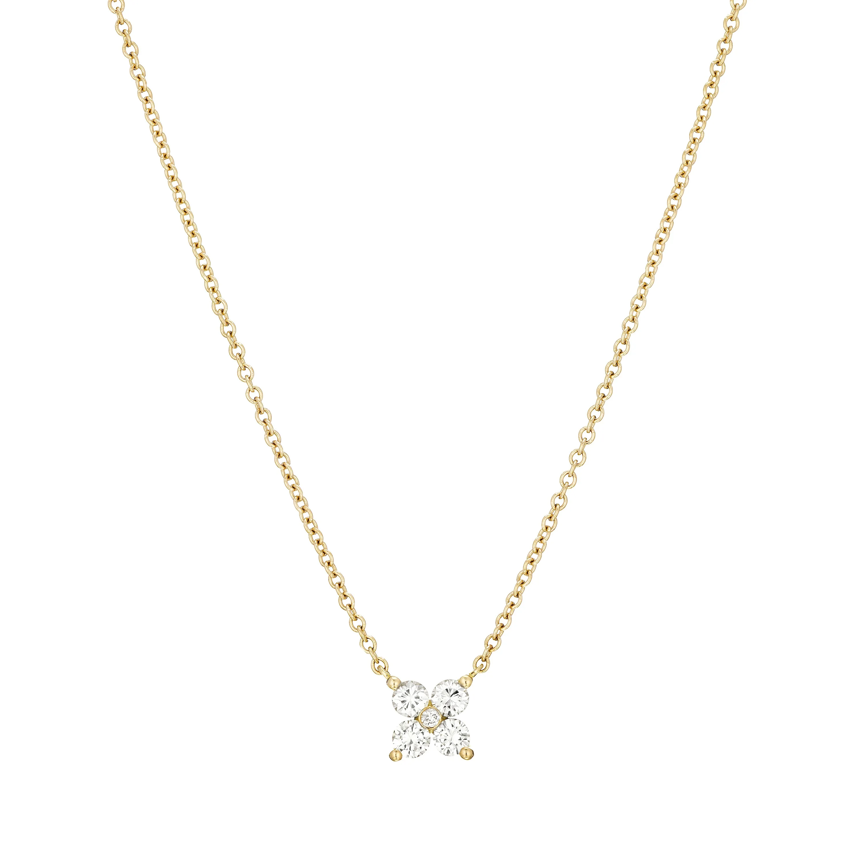 4 Stones Diamond Clover Necklace