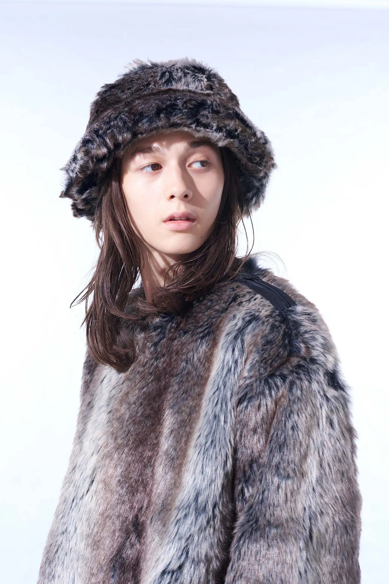 ANIMAL PATTERN ECO FUR BUCKET HAT