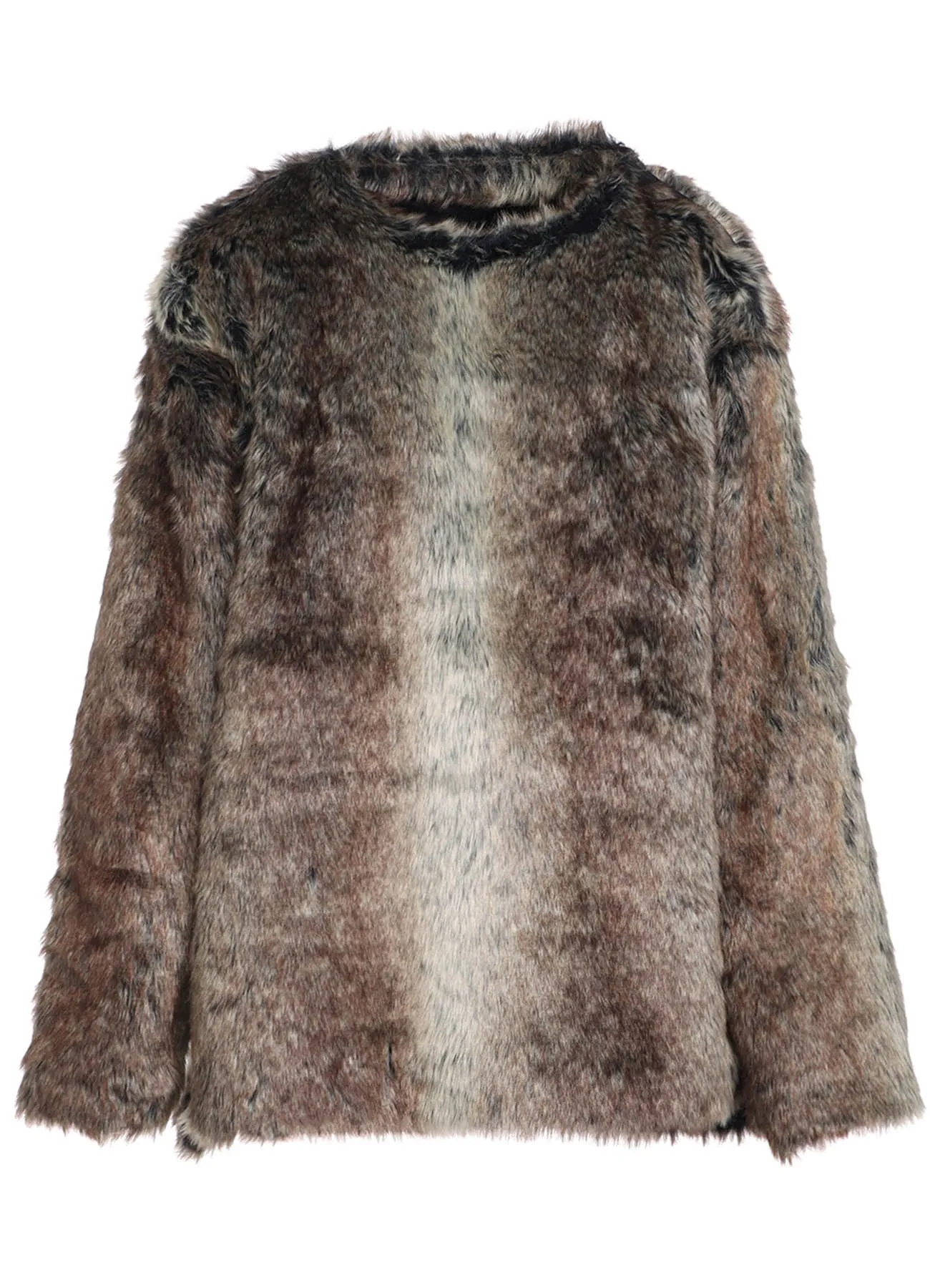 ANIMAL PATTERN ECO FUR CREW NECK PULLOVER