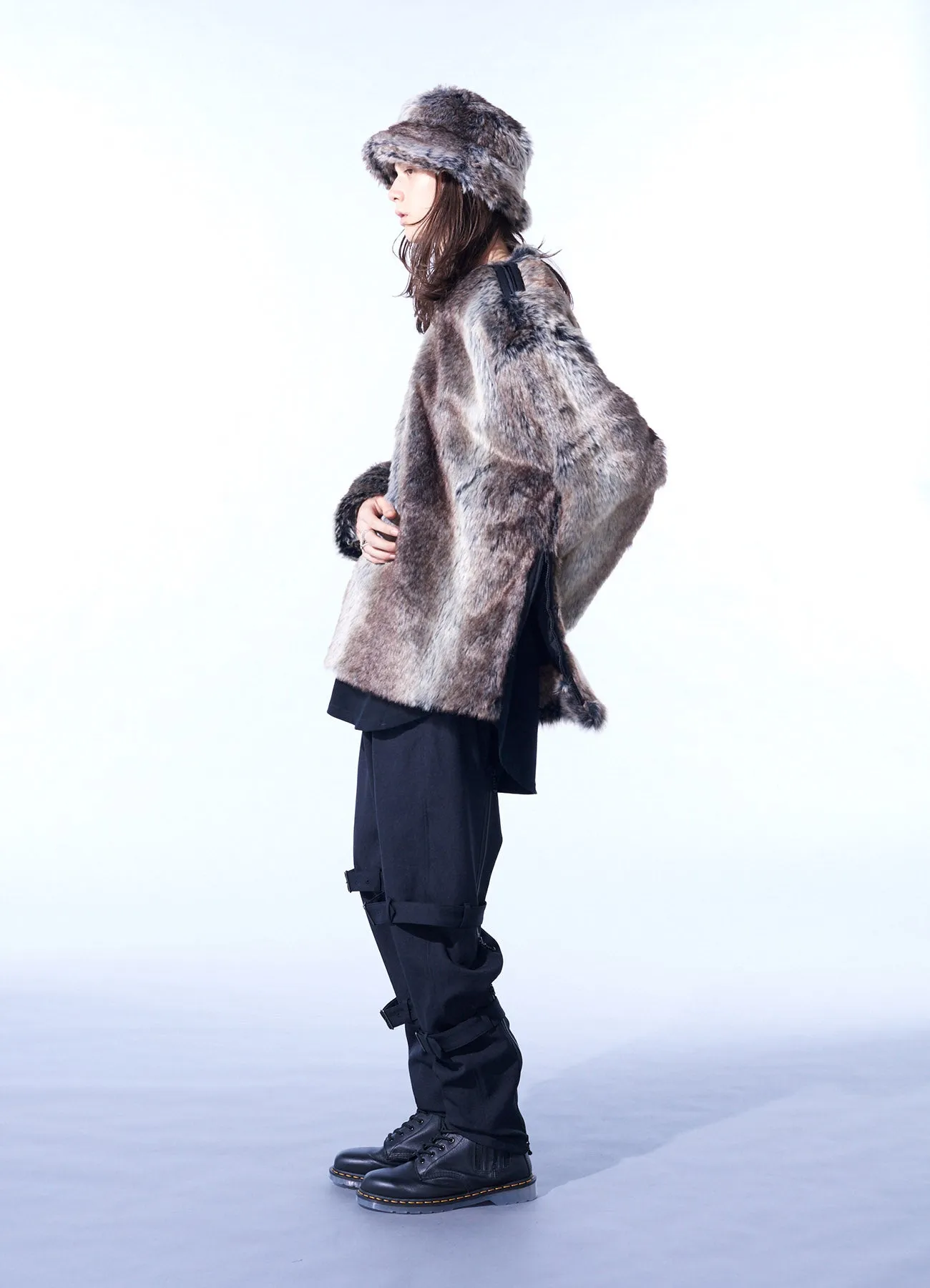 ANIMAL PATTERN ECO FUR CREW NECK PULLOVER