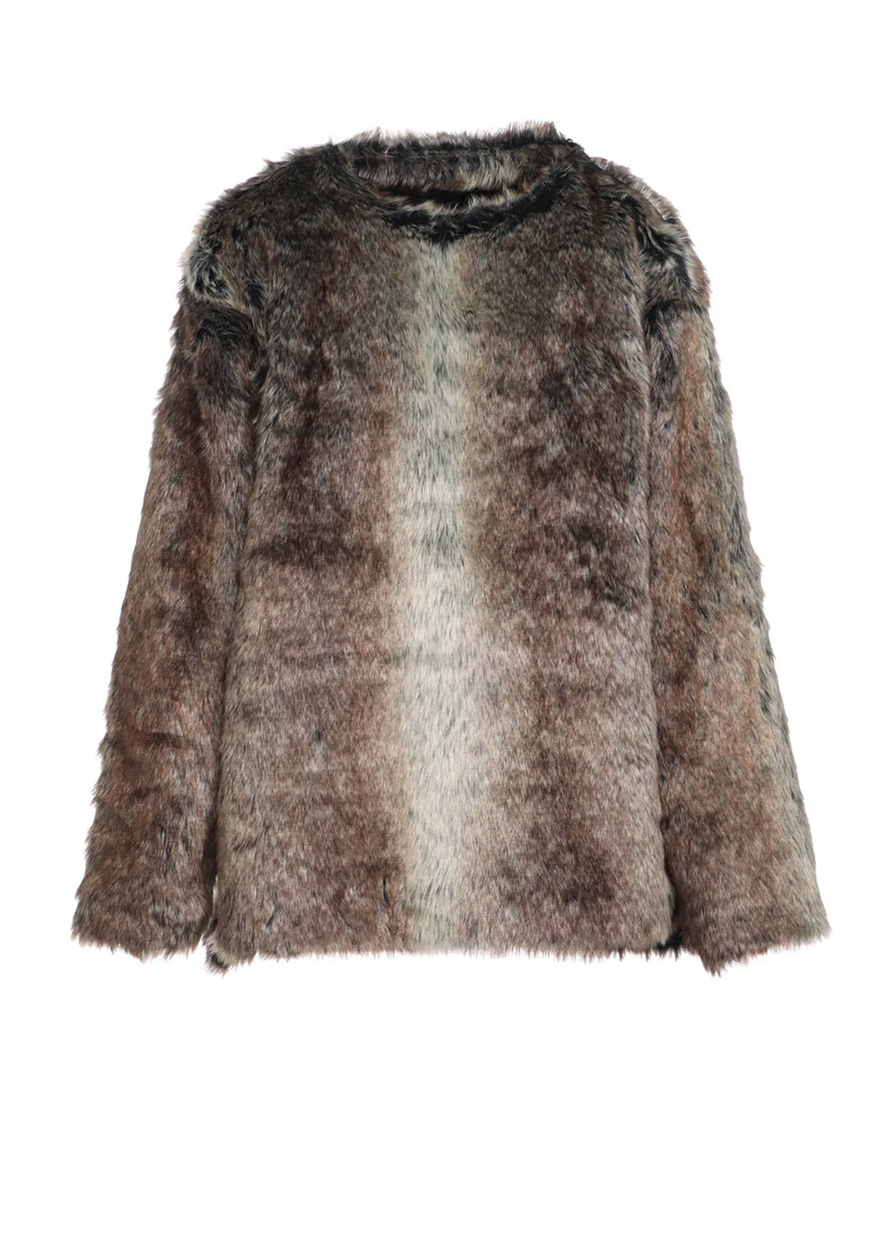 ANIMAL PATTERN ECO FUR CREW NECK PULLOVER