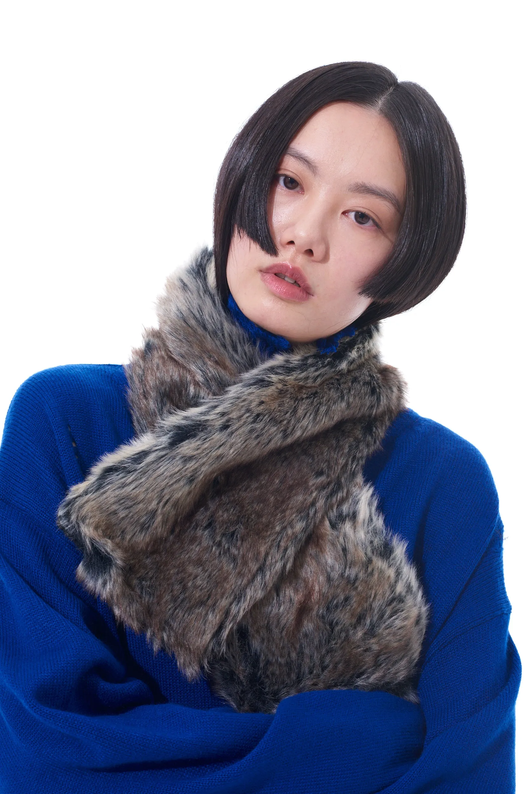 ANIMAL PATTERN ECO FUR NECK WARMER