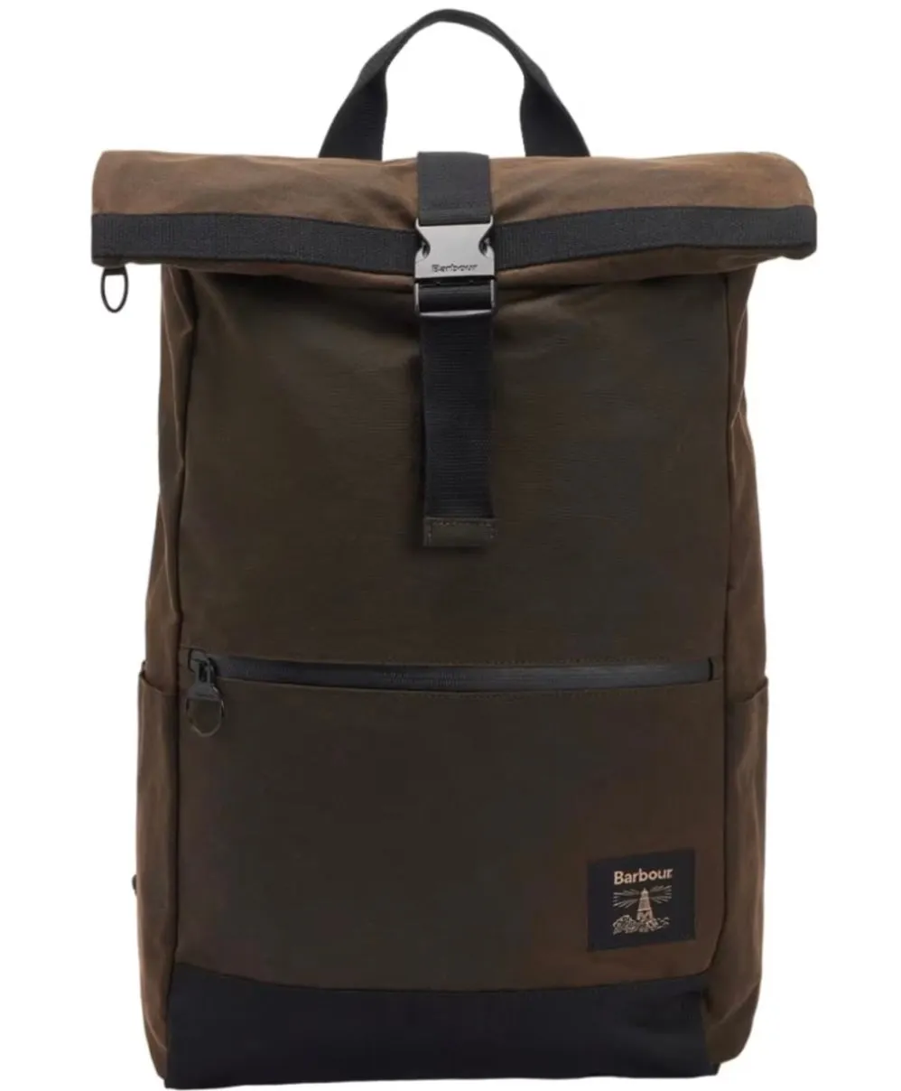 Barbour Field wax fold over backpack - Olive/black