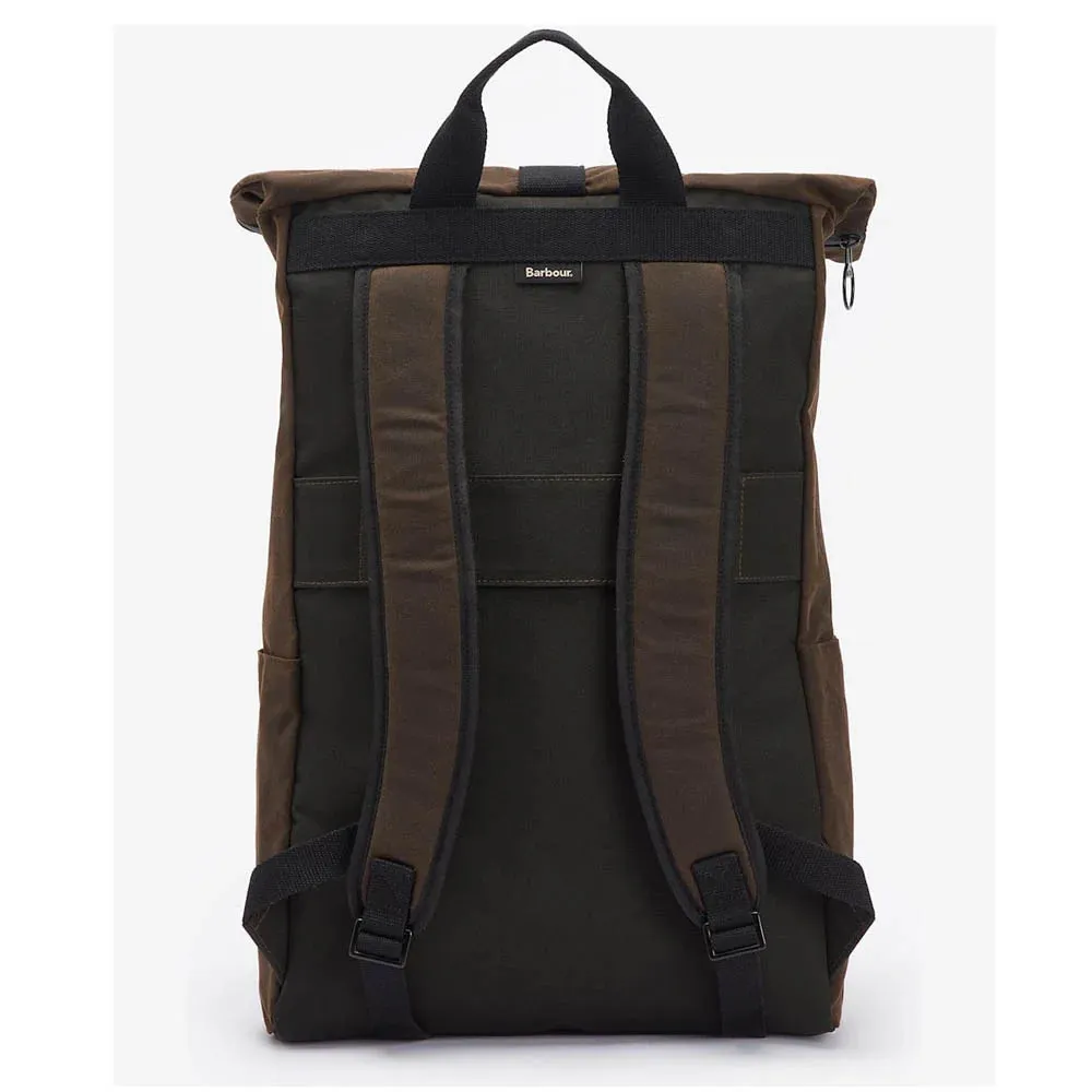 Barbour Field wax fold over backpack - Olive/black