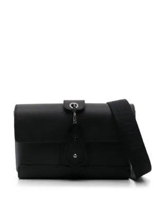 BLACK CALF LEATHER PEBBLED TEXTURE HANDBAG