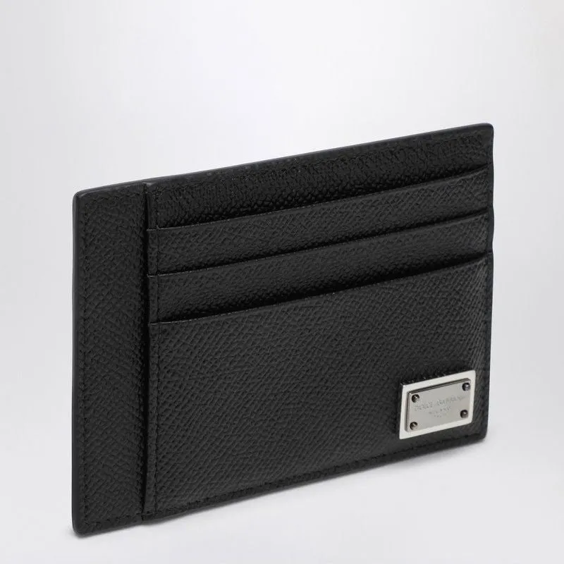 BLACK CARD HOLDER WITH LOGO PLAQUE