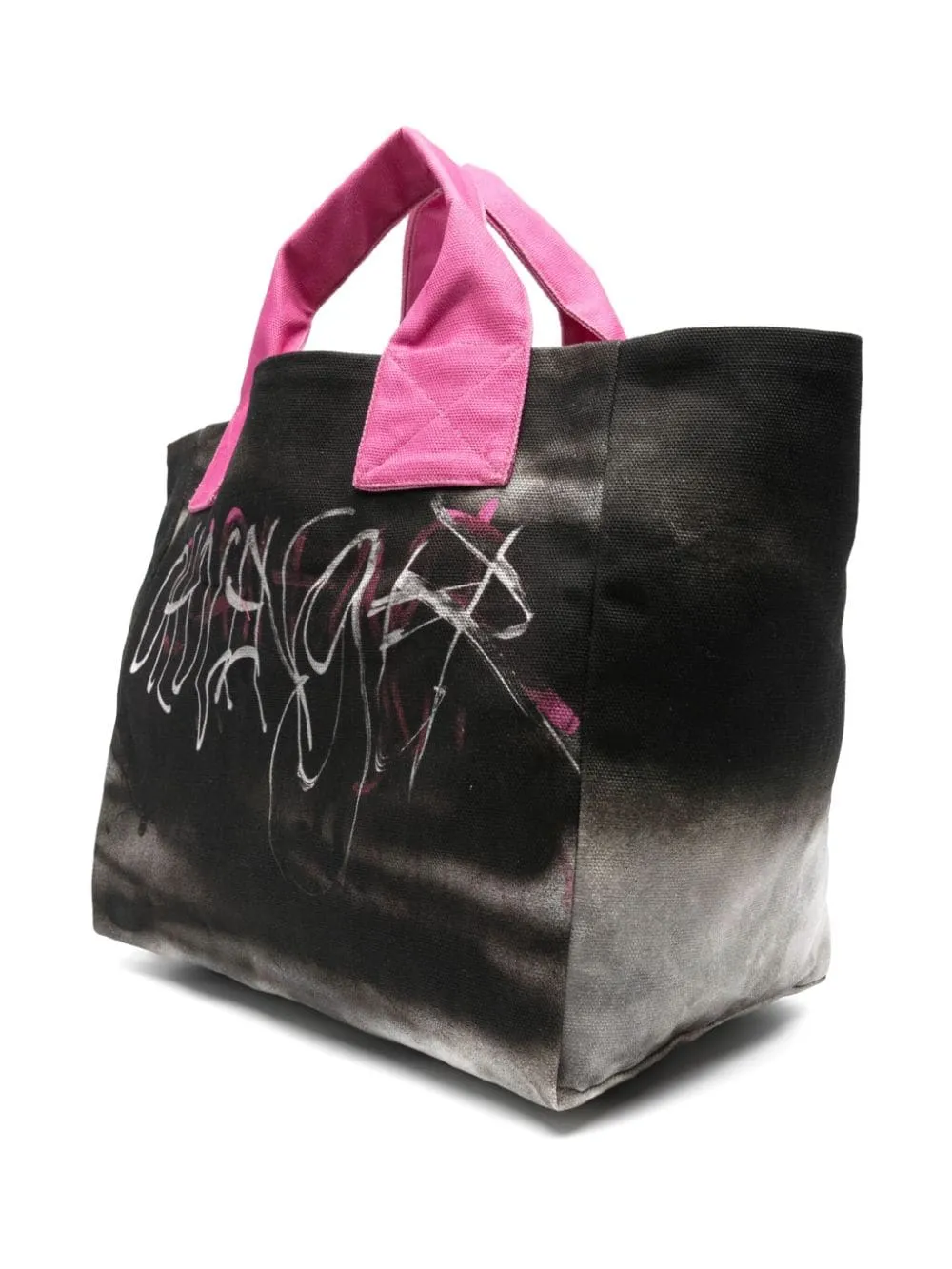 BLACK/MULTICOLOUR COTTON CANVAS HANDBAG