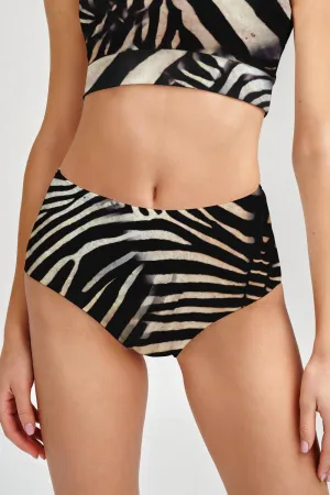 Born to Be Wild Cara Black Zebra Print Hipster Bikini Bottom - Women