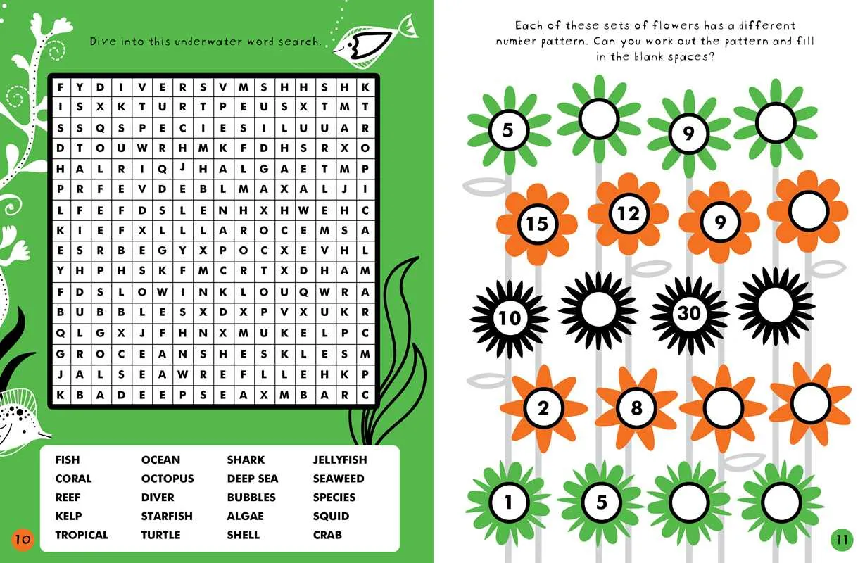 Brain Boosters Nature Puzzles (with neon colors) Learning Activity Book for Kids by Vicky Barker