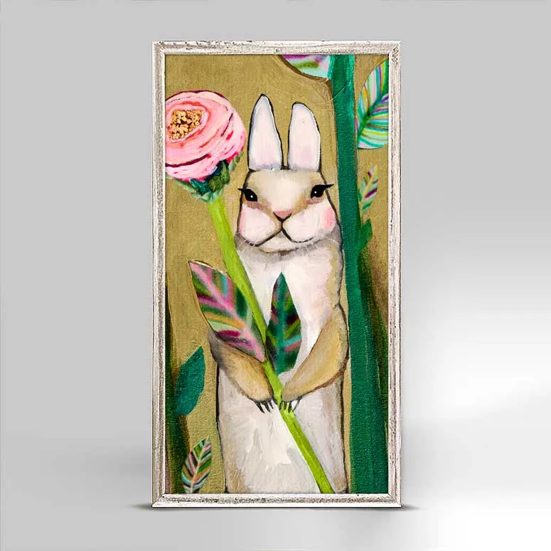 Carrot Cake Bunny Holding Flower Mini Framed Canvas