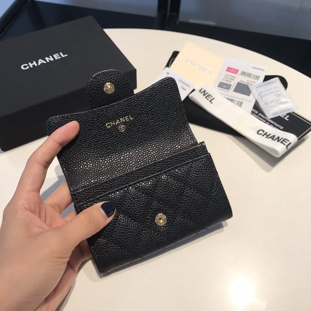 CHL Classic Card Holder Gold Toned Hardware Black For Women Wallet 4.5in/11.5cm