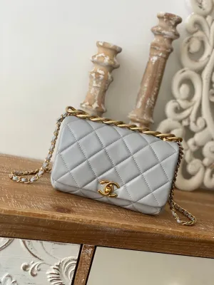 CHL Classic Diamond Flap Bag Gray For Women Bags 9.1in/23cm