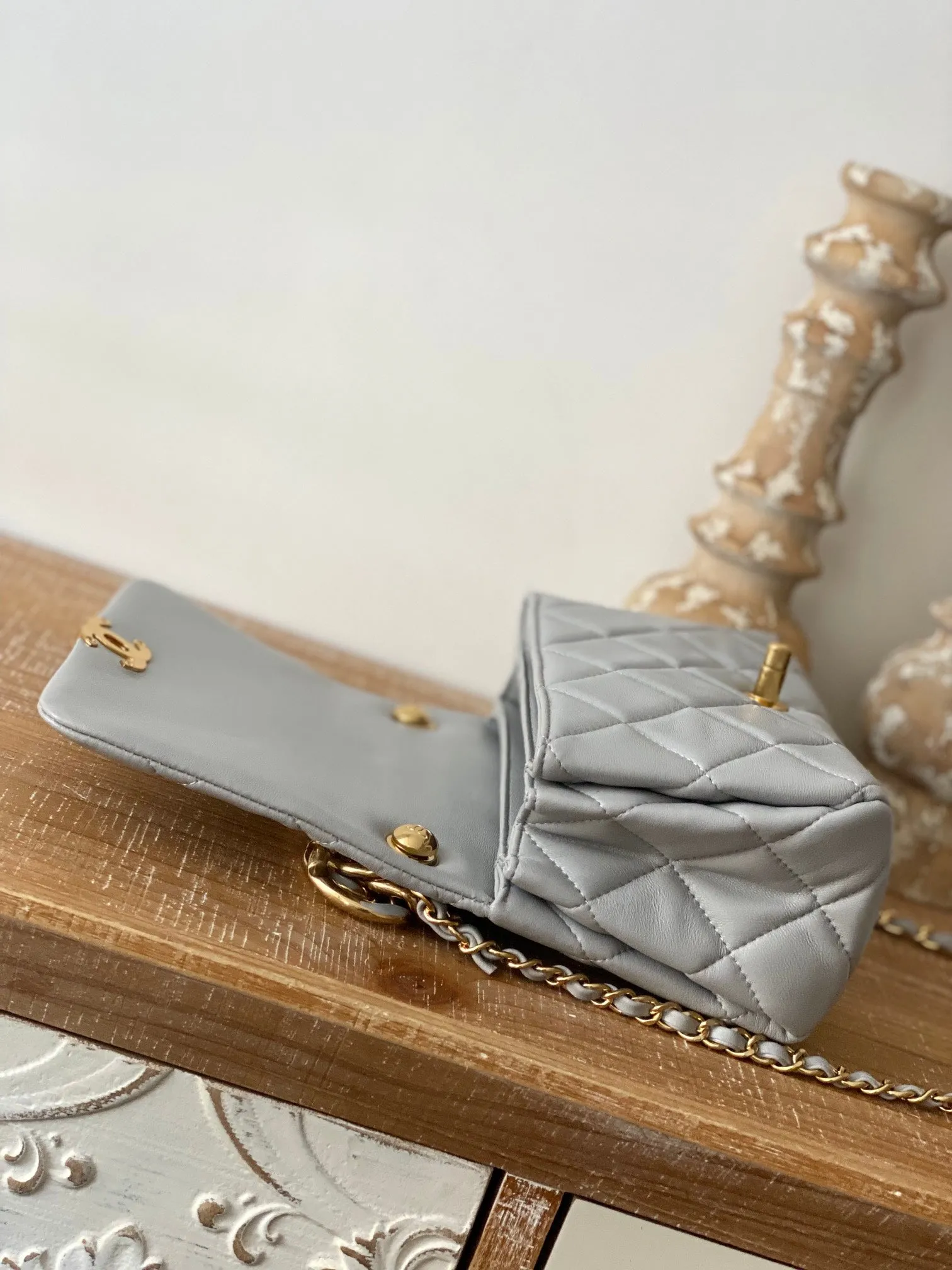 CHL Classic Diamond Flap Bag Gray For Women Bags 9.1in/23cm