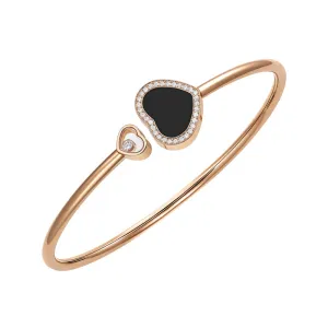 Chopard 18k Rose Gold Happy Hearts Black Onyx Bangle Bracelet- 85A074-5200