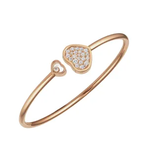 Chopard 18k Rose Gold Happy Hearts Diamond Bangle Bracelet- 857482-5910