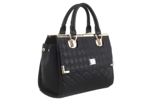 Diamond Pattern Black Tote Bag