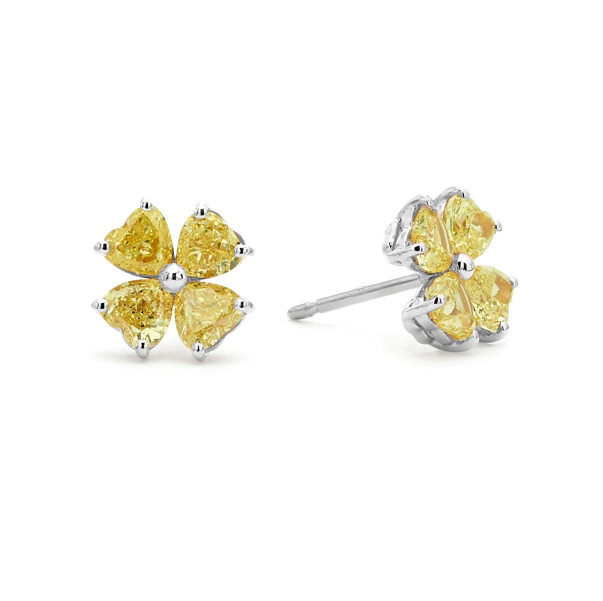 Fancy Yellow Diamond Clover Studs