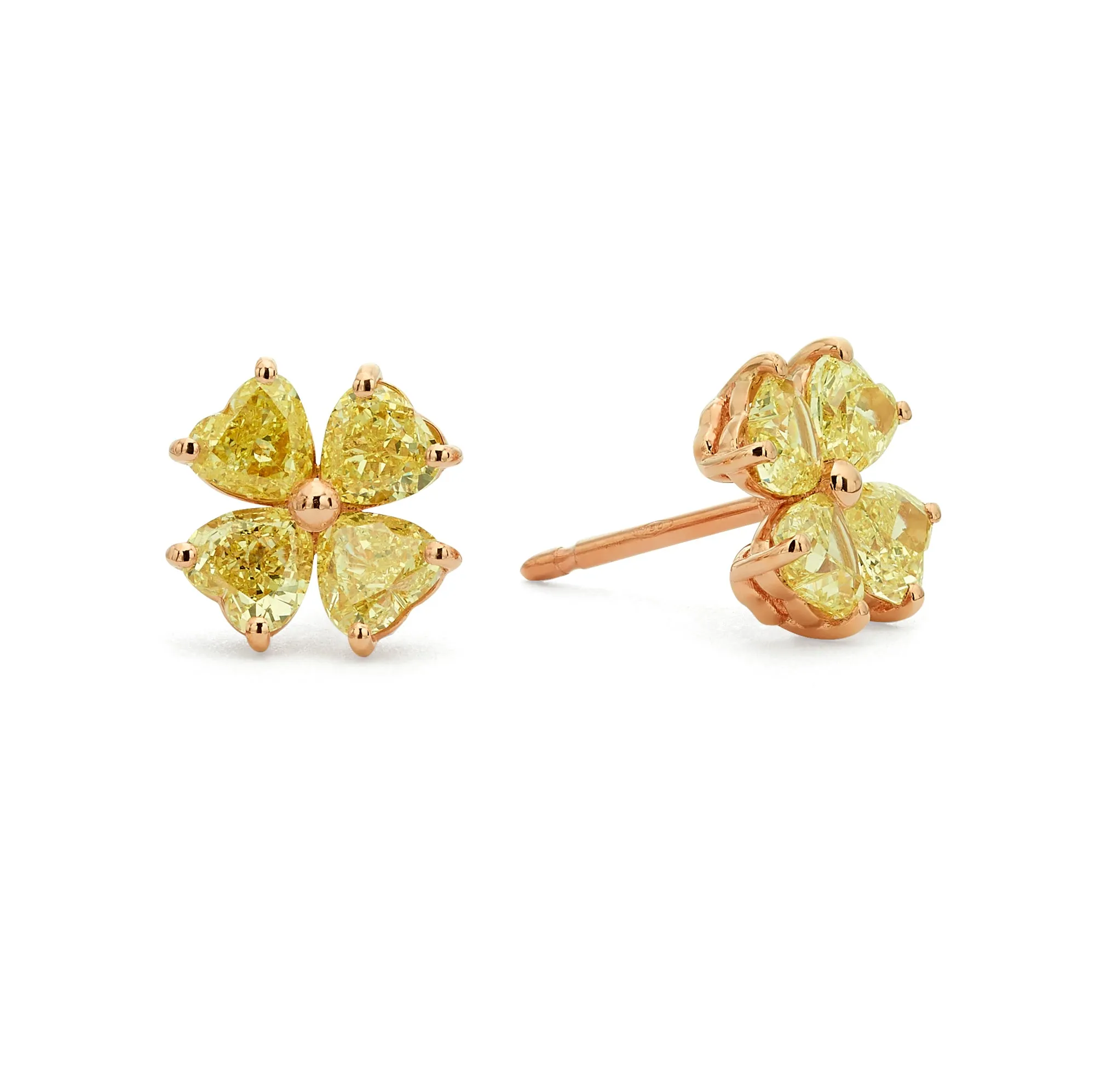 Fancy Yellow Diamond Clover Studs