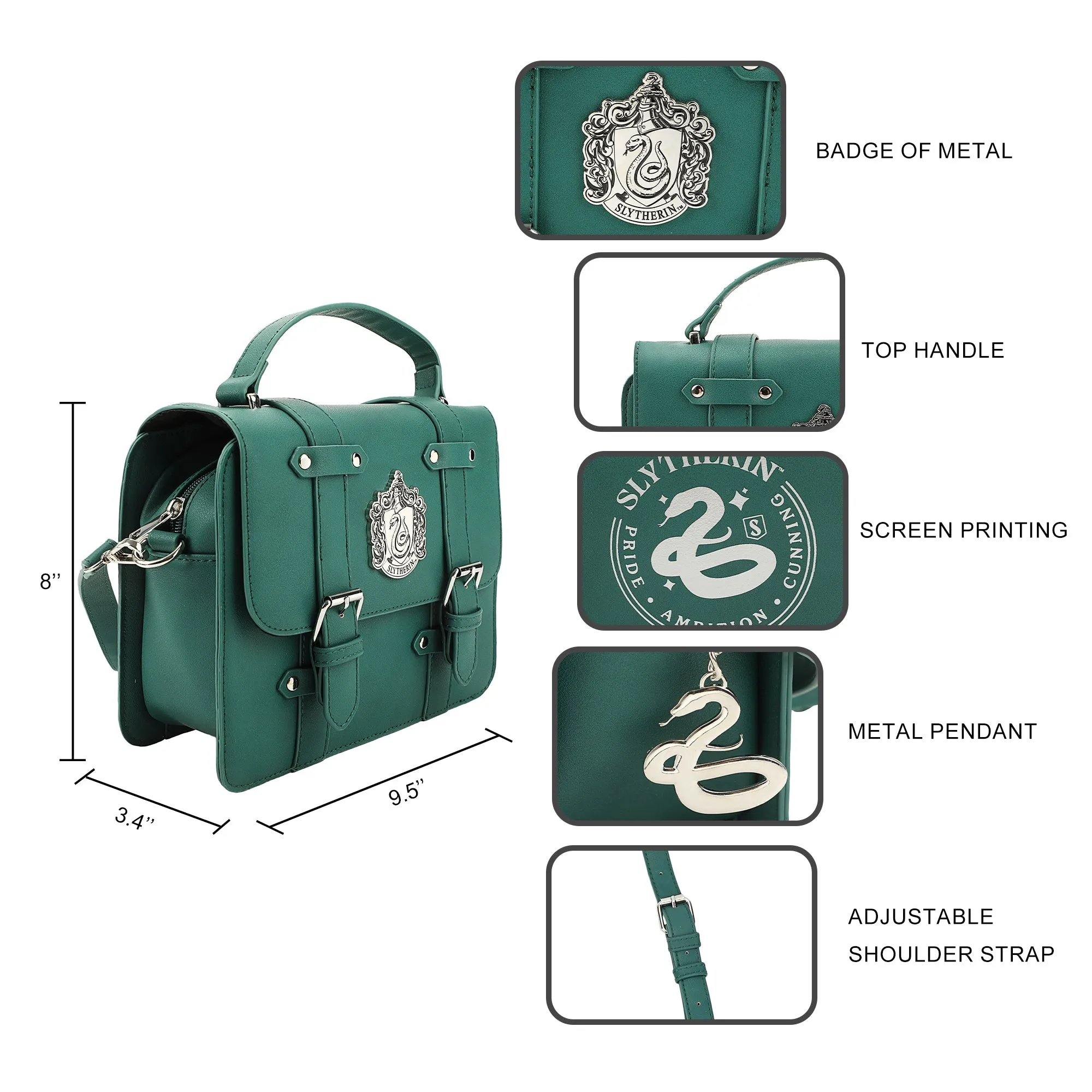 Harry Potter Slytherin Satchel Handbag with Charms