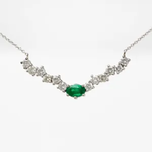 Heirloom Diamond and Emerald Cluster Necklace in Platinum 