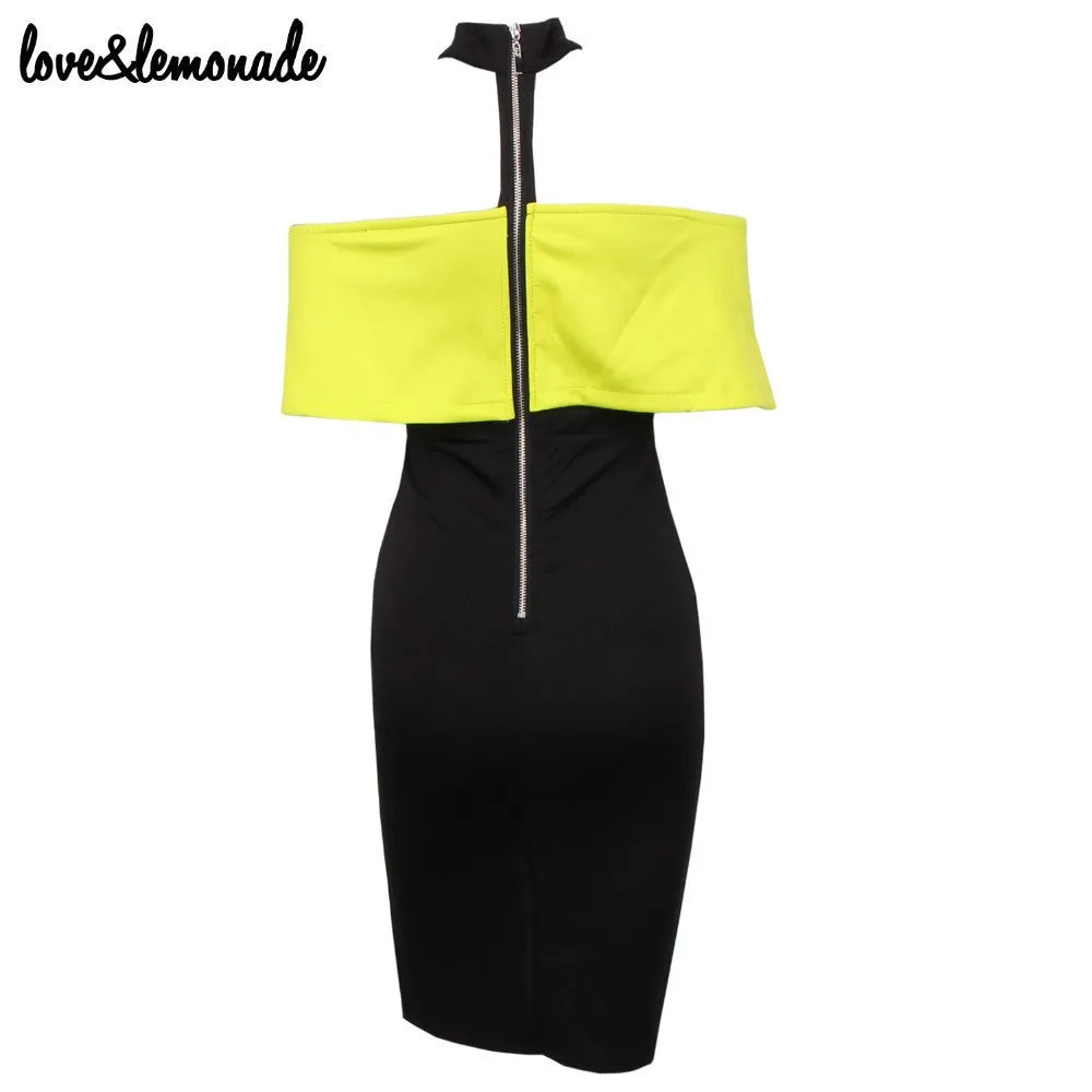 Love&Lemonade Hit Color Flounced Bra Party Dresses