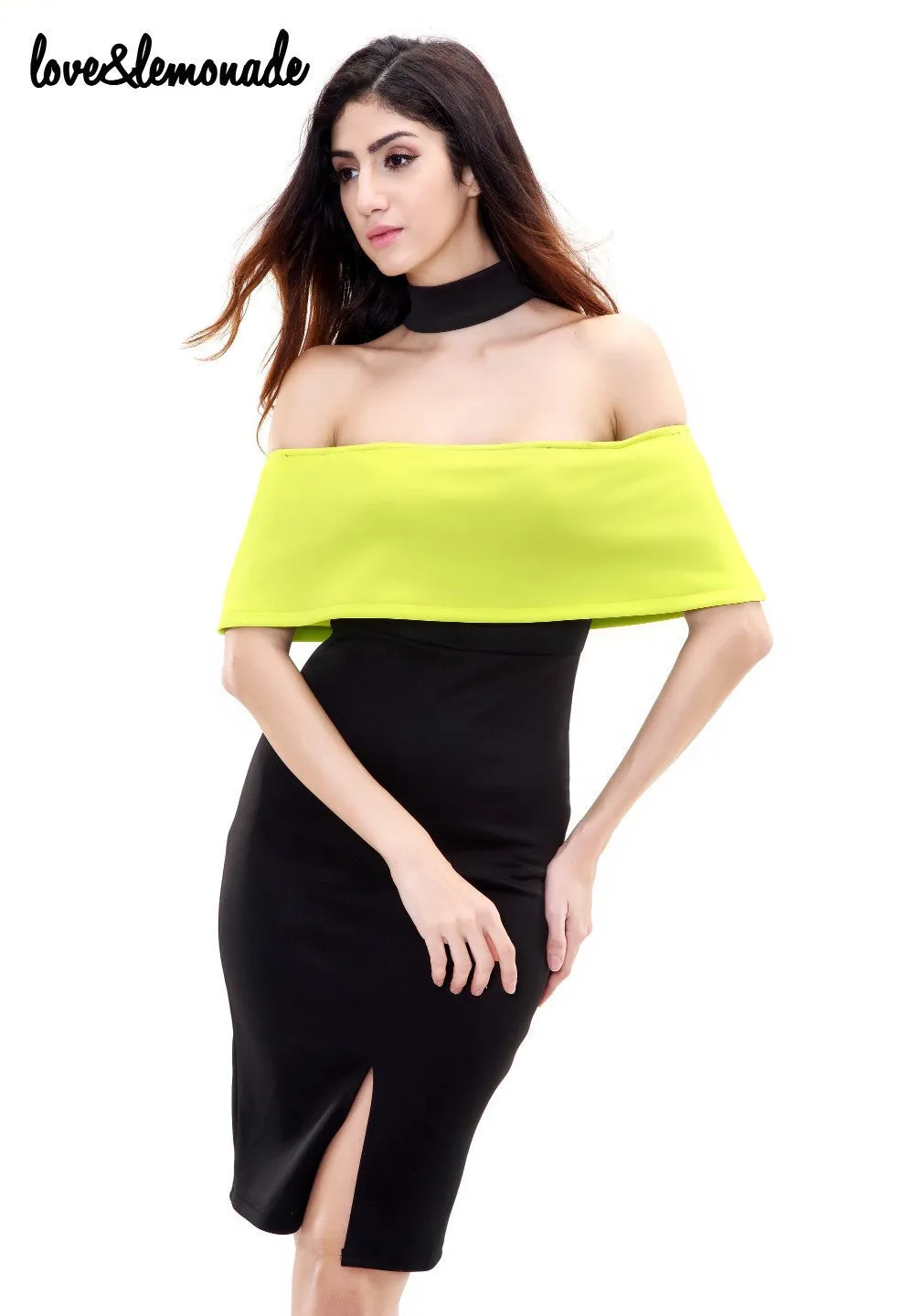 Love&Lemonade Hit Color Flounced Bra Party Dresses