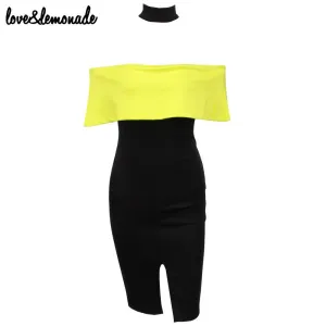 Love&Lemonade Hit Color Flounced Bra Party Dresses