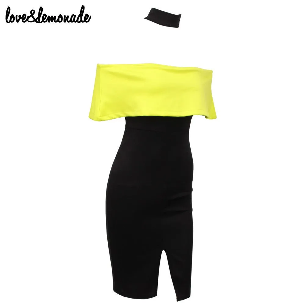 Love&Lemonade Hit Color Flounced Bra Party Dresses