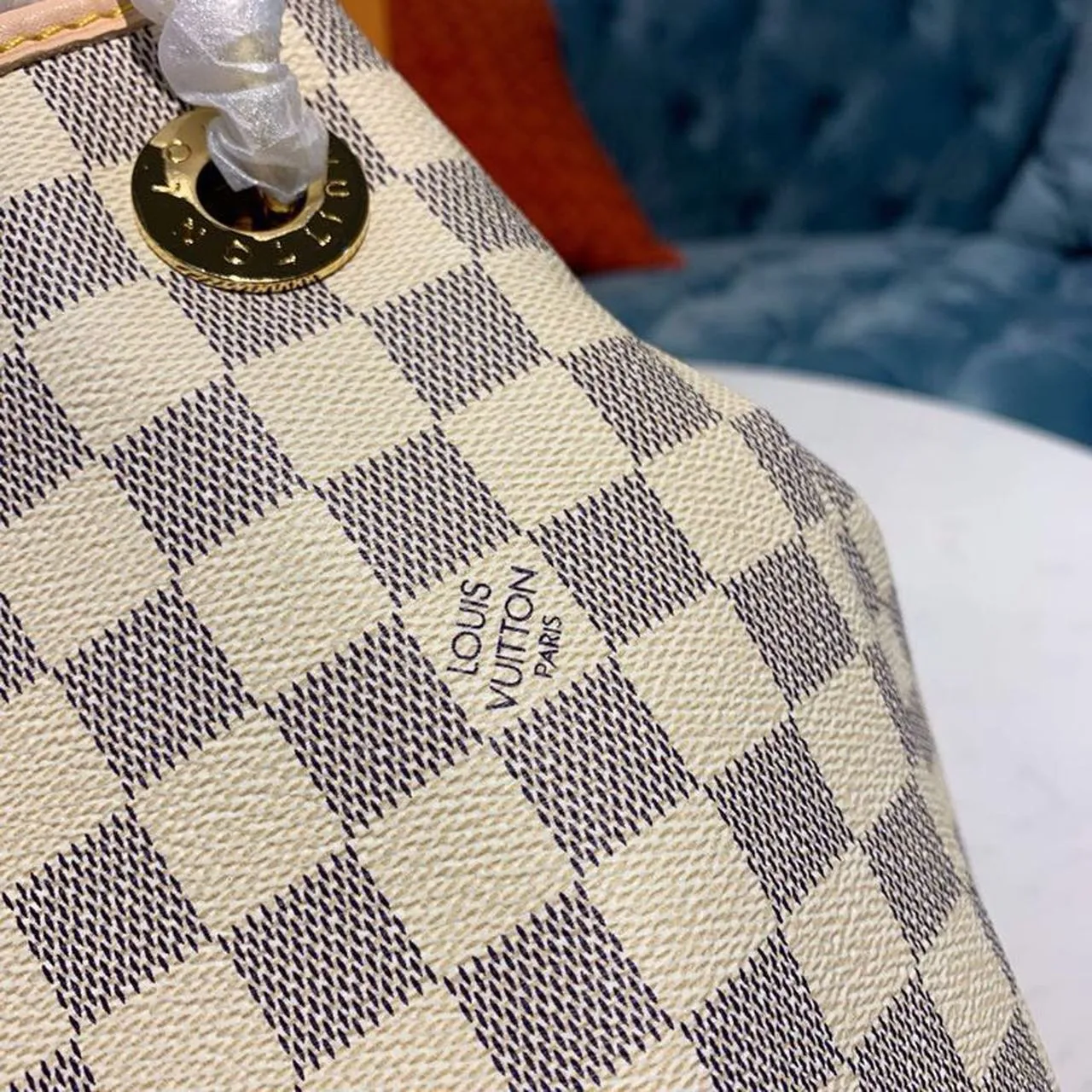 LV Artsy MM Damier Azur Canvas For Women,  Shoulder Bags 16.1in/41cm LV N40253