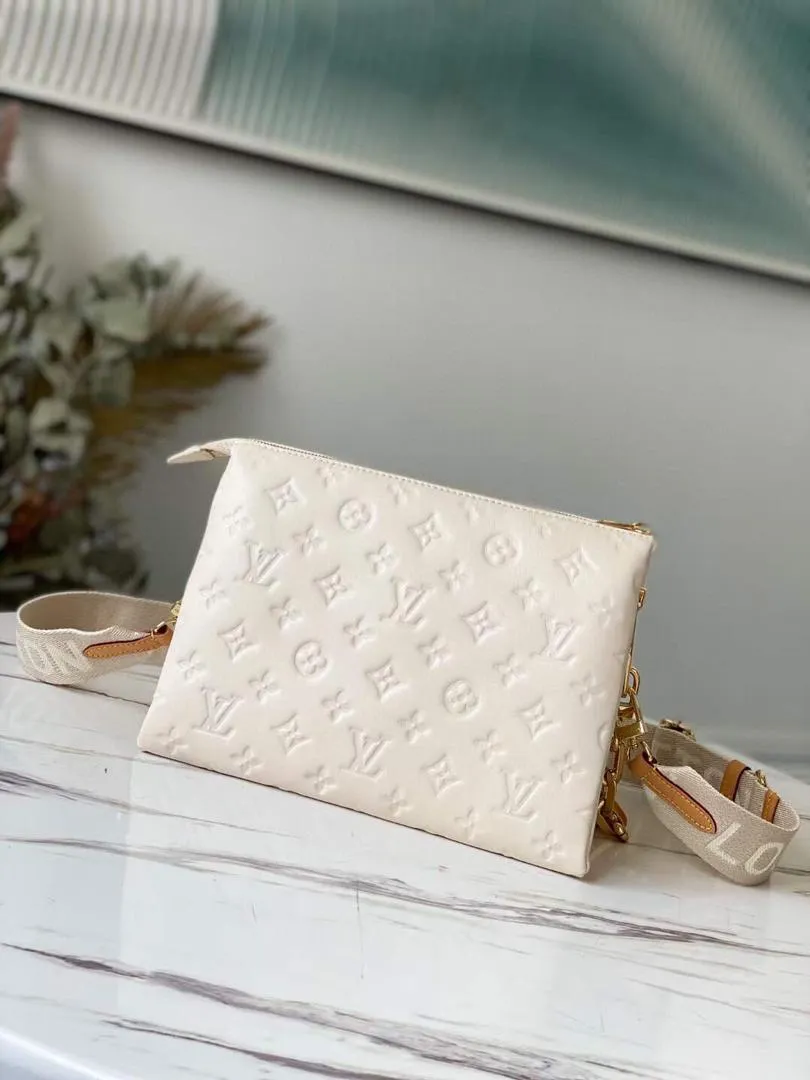 LV Coussin PM Monogram-Embossed Puffy Cream For Women,  Shoulder And Crossbody Bags 10.2in/26cm LV M57793