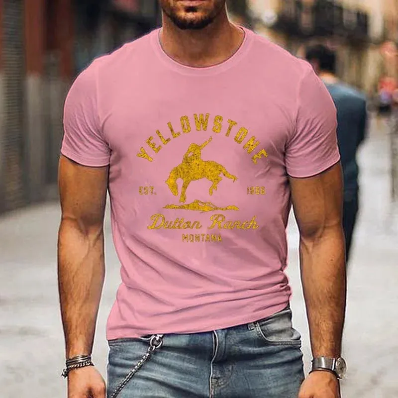 Men's and Women's New Fashion Yellowstone Dutton Ranch Printed T-shirt Classic Pattern Summer Cool Short-sleeved Shirt T-shirt