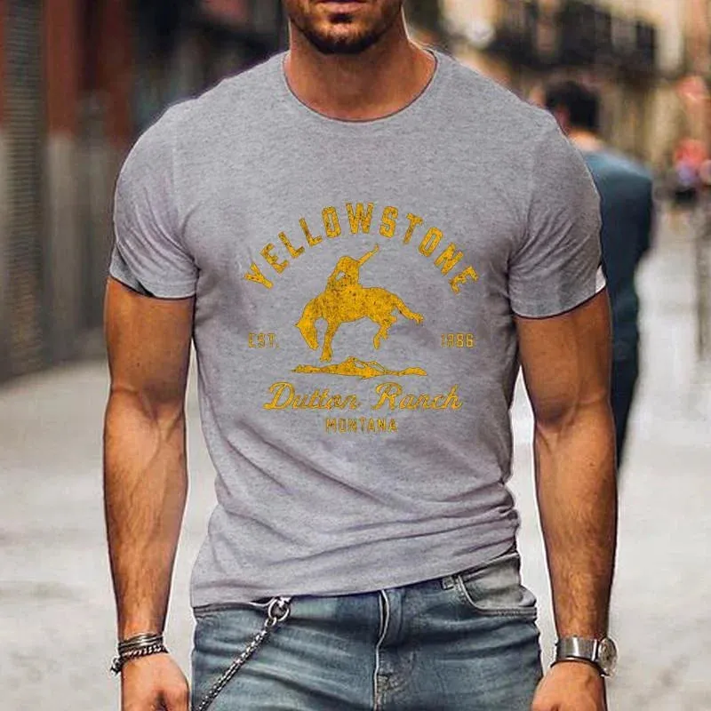 Men's and Women's New Fashion Yellowstone Dutton Ranch Printed T-shirt Classic Pattern Summer Cool Short-sleeved Shirt T-shirt