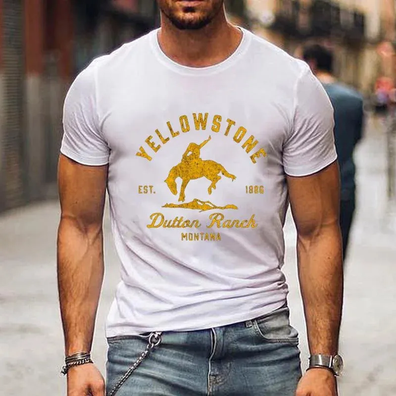 Men's and Women's New Fashion Yellowstone Dutton Ranch Printed T-shirt Classic Pattern Summer Cool Short-sleeved Shirt T-shirt