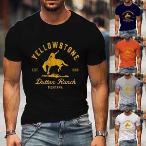 Men's and Women's New Fashion Yellowstone Dutton Ranch Printed T-shirt Classic Pattern Summer Cool Short-sleeved Shirt T-shirt