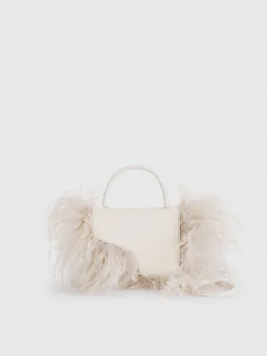 Montalcino Linen Leather/Feathers Mini handbag