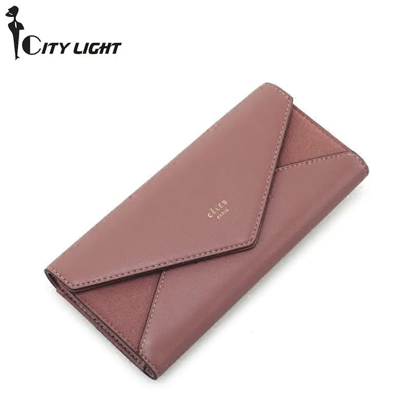 New Style Envelope Designer Clutch Wallets For Women Hasp Pocket To Coin Card Holder Female Purses Long Wallet Ladies