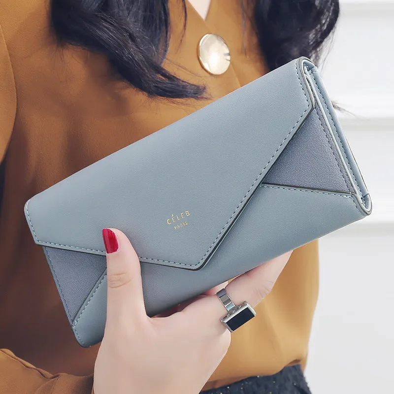 New Style Envelope Designer Clutch Wallets For Women Hasp Pocket To Coin Card Holder Female Purses Long Wallet Ladies