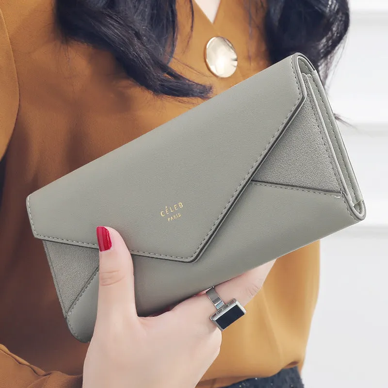 New Style Envelope Designer Clutch Wallets For Women Hasp Pocket To Coin Card Holder Female Purses Long Wallet Ladies