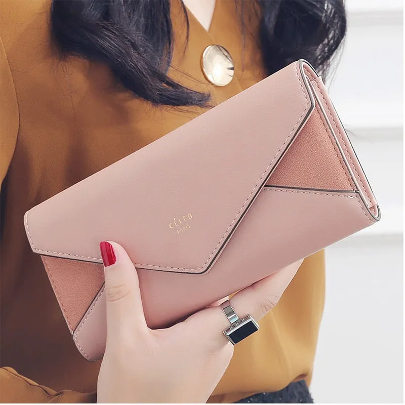 New Style Envelope Designer Clutch Wallets For Women Hasp Pocket To Coin Card Holder Female Purses Long Wallet Ladies