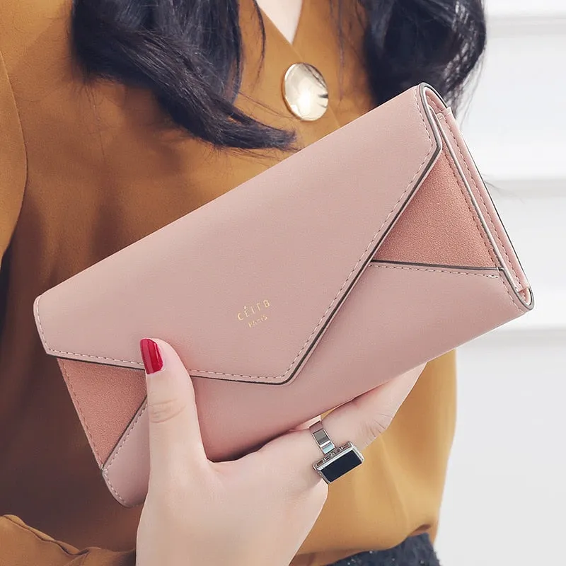 New Style Envelope Designer Clutch Wallets For Women Hasp Pocket To Coin Card Holder Female Purses Long Wallet Ladies